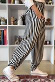 The Sunday Morning Stripe Twist Pant Black Ecru